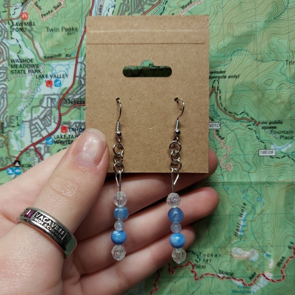 Handmade blue crystal earrings